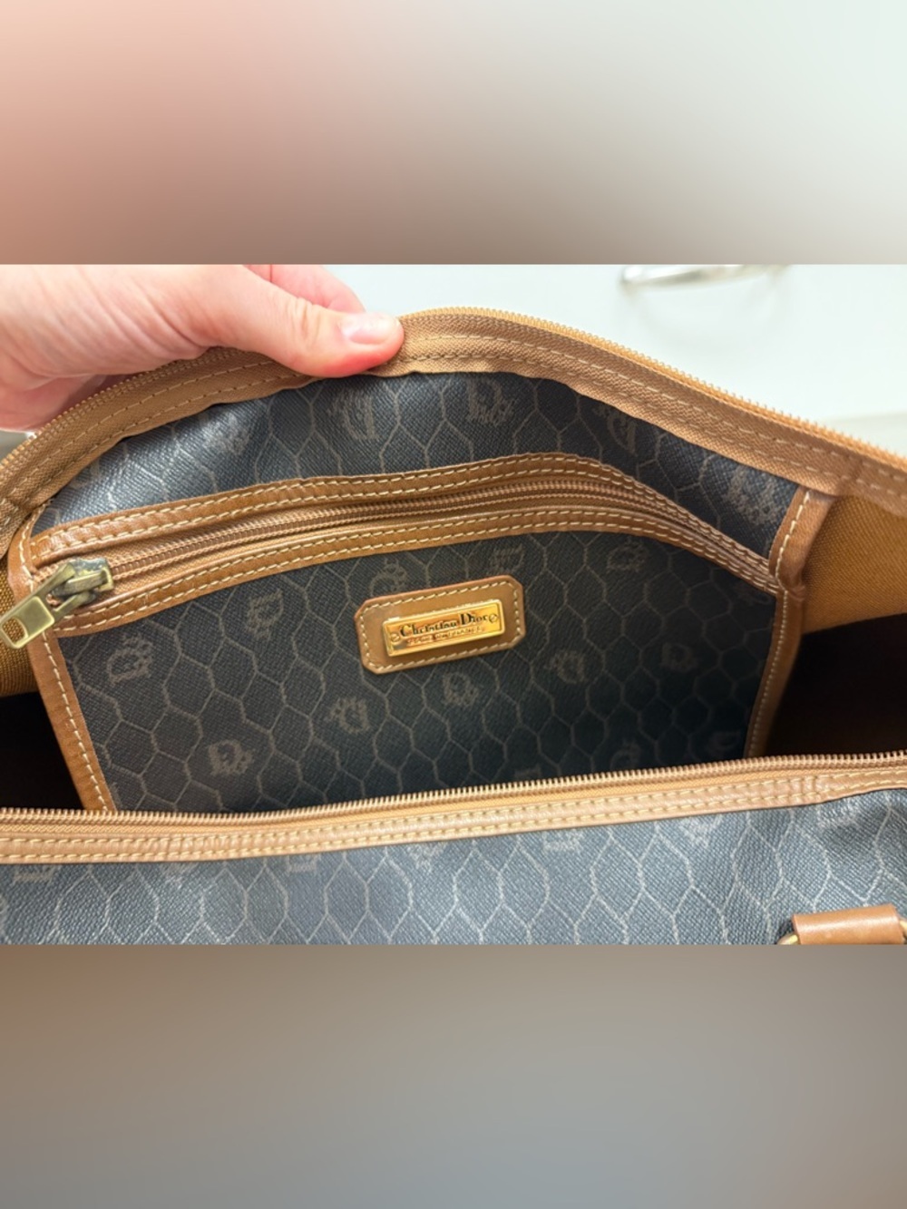 DIOR Vintage Brown Iconic Monogram Honeycomb Coated Canvas Weekender Travel Bag - Picture 15 of 16